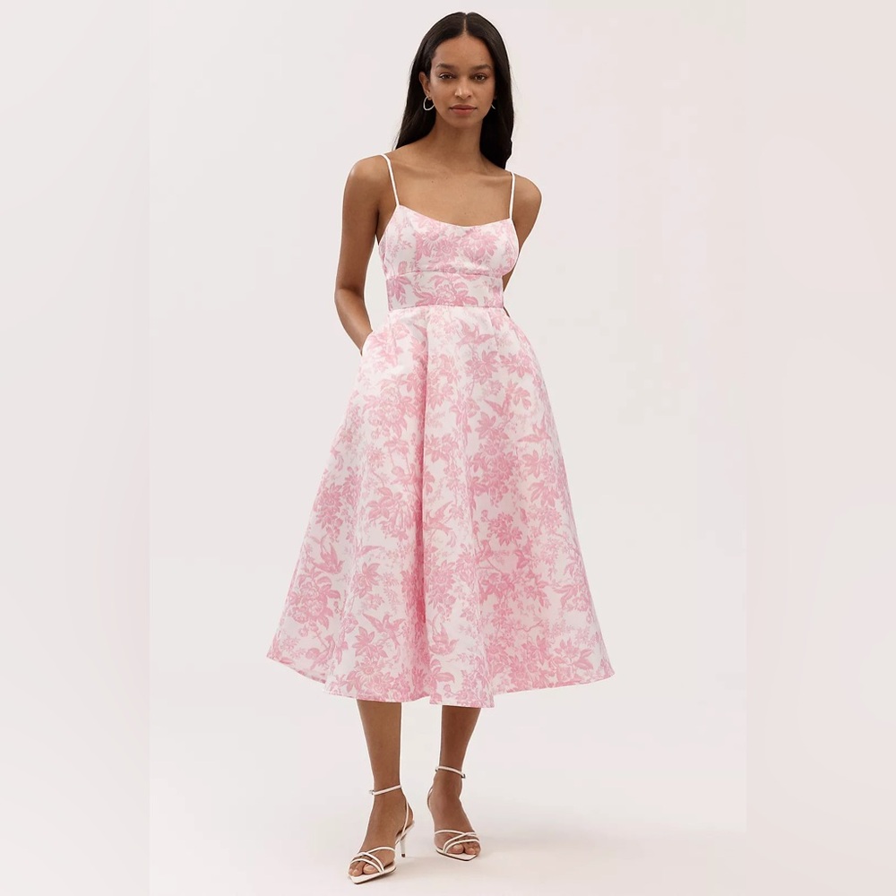 BHLDN Gabriella A-Line Duchess Satin Midi Dress
